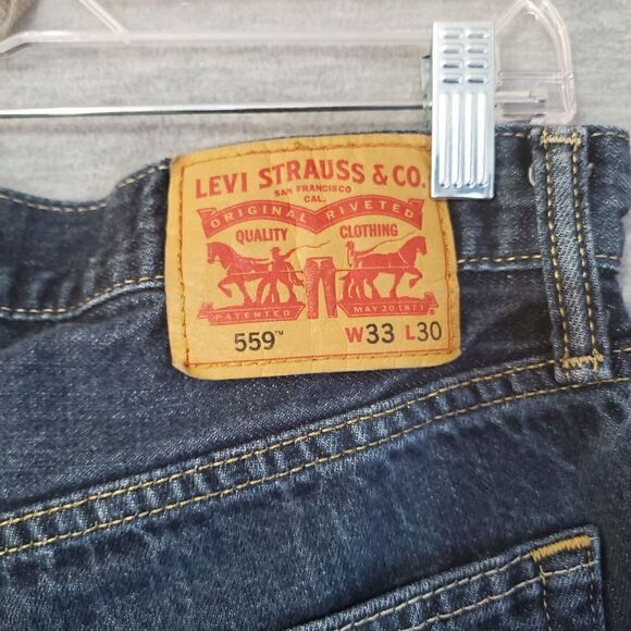 Levis 559 Jeans Mens 33x30 Blue Relaxed Straight Leg Fit Dark Wash Denim - Picture 5 of 9